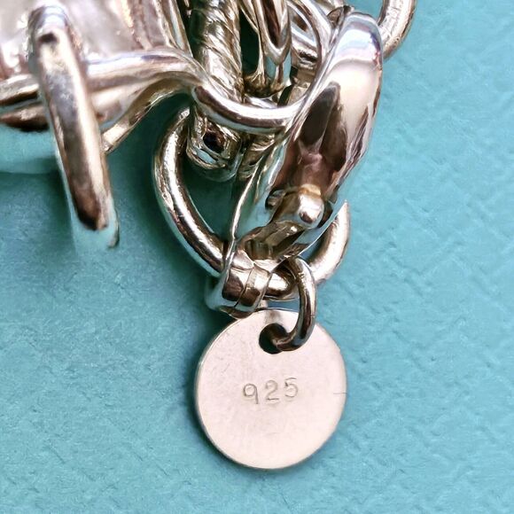 RARE Tiffany & Co Sterling Silver Watering Can Charm Twisted Rope Chain Bracelet - Picture 4 of 6